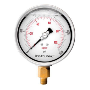 Manómetro 4", lleno de líquido premium, 1/4" NPT, inferior, 1500 psi-kg/cm2