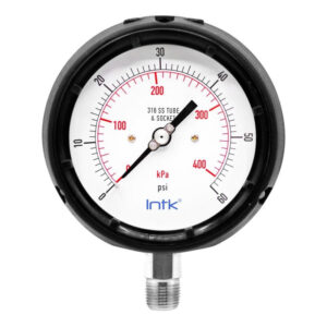 4.5” Solid front, safety gauge, phenolic case, 1/2" NPT, bottom connection, 0 to 60 psi-kPa