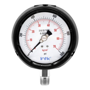 4.5” Solid front, safety gauge, phenolic case, 1/2" NPT, bottom connection, 0 to 1000 psi-kPa