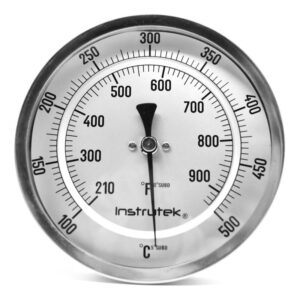 Termómetro 5 pulgadas, posterior, 1/2" NPT, vástago 6", rango 100 a 500 C-F