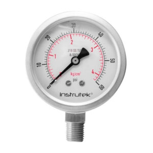 Manómetro 2.5", acero inoxidable, 1/4" NPT, inferior, 60 psi-kg/cm2