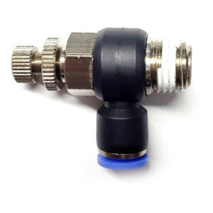 Conector / Regulador De Caudal Neumático Codo 1/4 Npt X 1/4