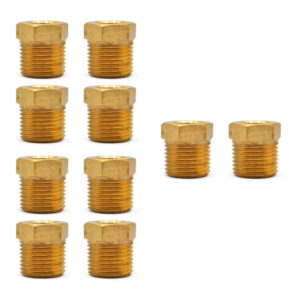 Bushing 1/8" NPT hembra a 3/8" NPT macho, fabricado en latón (dorado)