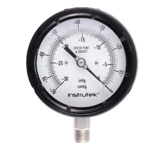 Vacuómetro 4.5", fenólico, 1/2" NPT, inferior, 30 Vac inHg-cmHg