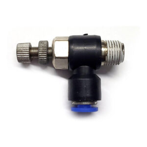 Conector / Regulador De Caudal Neumático Codo 1/8 Npt X 4mm