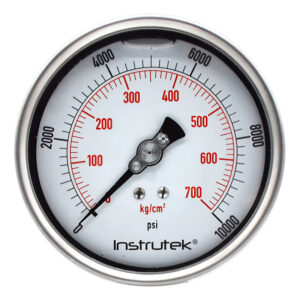 Manómetro 4", lleno de líquido premium, 1/4" NPT, posterior, 10000 psi-kg/cm2