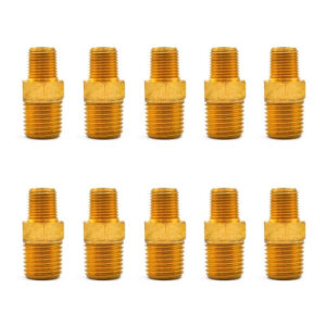 Niple hexagonal, fabricado en latón (dorado) de 1/4" NPT x 1/8" NPT