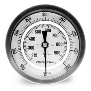 Termómetro 3 pulgadas, posterior, 1/2" NPT, vástago 4", rango 100 a 500 C-F