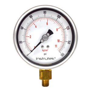 Manómetro 4", lleno de líquido premium, 1/4" NPT, inferior, 160 psi-kg/cm2