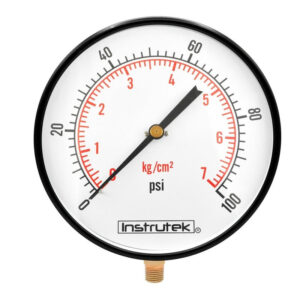 Manómetro 10", estándar, 1/2" NPT, inferior, 100 psi-kg/cm2