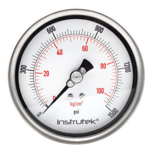 Manómetro 4", lleno de líquido premium, 1/4" NPT, posterior, 1500 psi-kg/cm2