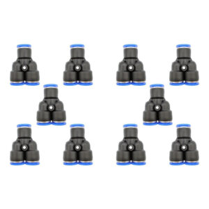 Unión neumática Yee 10mm Instrutek conectando tres mangueras de poliuretano en sistema de aire comprimido industrial 2. Pack de 10 racores Yee push-in 10mm marca Instrutek para distribución de aire en línea de producción automatizada 3. Fitting neumático tipo Yee de 10mm Instrutek uniendo tres tubos de aire en tablero neumático de planta en México Unión neumática Yee 10mm Instrutek conectando tres mangueras de poliuretano en sistema de aire comprimido industrial Pack de 10 racores Yee push-in 10mm marca Instrutek para distribución de aire en línea de producción automatizada Fitting neumático tipo Yee de 10mm Instrutek uniendo tres tubos de aire en tablero neumático de planta en México