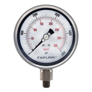 Manómetro 4", lleno de líquido premium, 1/4" NPT, inferior, 5000 psi-kg/cm2
