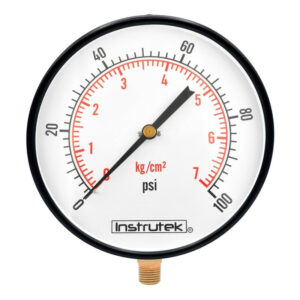 Manómetro 8", estándar, 1/2" NPT, inferior, 100 psi-kg/cm2