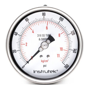 Manómetro 4", acero inoxidable, 1/2" NPT, posterior, 160 psi-kg/cm2
