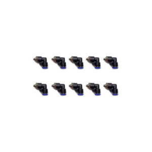 Conector racor rápido neumático codo M5 x 6mm Instrutek Racor neumático tipo codo para tubing 6 mm Conector neumático M5 para aire comprimido