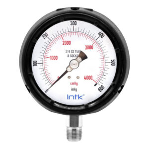 4.5” Solid front, safety gauge, phenolic case, 1/2" NPT, bottom connection, 0 to 600 psi-kPa