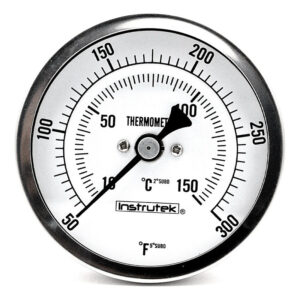 Termómetro 3 pulgadas, posterior, 1/2" NPT, vástago 6", rango 10 a 150 C-F