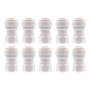 Conector recto, rosca hembra 1/4" NPT, salida a manguera de 3/8" (agua).