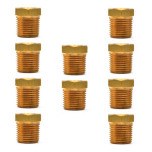 Bushing 1/8" NPT hembra a 1/2" NPT macho, fabricado en latón (dorado)