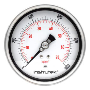 Manómetro 4", lleno de líquido premium, 1/4" NPT, posterior, 1000 psi-kg/cm2
