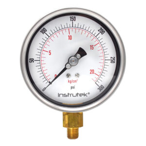 Manómetro 4", lleno de líquido premium, 1/4" NPT, inferior, 300 psi-kg/cm2