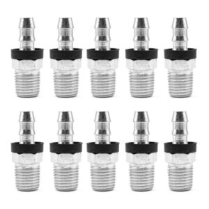 Espiga para mangueras con rosca macho de 1/4" NPT x 3/8", fabricado en latón y un recubrimiento en niquel.