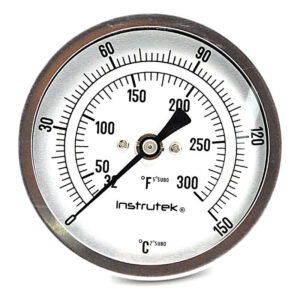 Termómetro 3 pulgadas, posterior, 1/2" NPT, vástago 2.5", rango 0 a 150 C-F