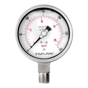 Manómetro 4", acero inoxidable, 1/2" NPT, inferior, 300 psi-kg/cm2