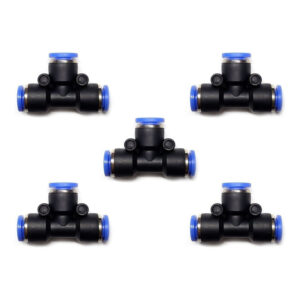 Racor unión neumático en tee 1/4 Instrutek PUT14QTY5 Racor tee 1 4 para automatización industrial Racor neumático Instrutek conexión rápida