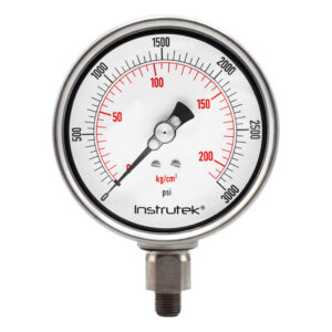 Manómetro 4", lleno de líquido premium, 1/4" NPT, inferior, 3000 psi-kg/cm2