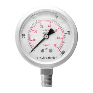 Manómetro 2.5", acero inoxidable, 1/4" NPT, inferior, 1000 psi-kg/cm2