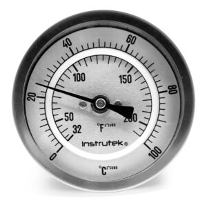 Termómetro 3 pulgadas, posterior, 1/2" NPT, vástago 4", rango 0 a 100 C-F