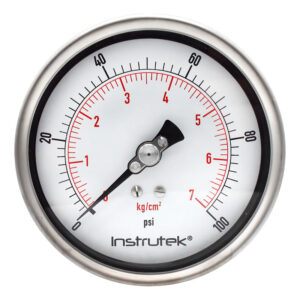 Manómetro 4", lleno de líquido premium, 1/4" NPT, posterior, 100 psi-kg/cm2