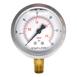 Manómetro 2.5", lleno de líquido premium, 1/4" NPT, inferior, 30 psi-kg/cm2