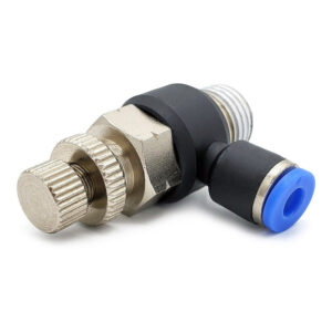 Conector /regulador De Caudal Neumático Codo 1/4 Npt X 4mm