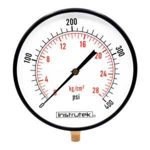 Manómetro 10", estándar, 1/2" NPT, inferior, 400 psi-kg/cm2