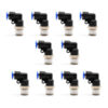Conector racor rápido neumático codo 1/4 NPT x 6 mm Instrutek Racor neumático tipo codo para tubing 6 mm Conector neumático rápido 1/4 NPT Instrutek