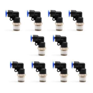 Conector racor rápido neumático codo 1/4 NPT x 6 mm Instrutek Racor neumático tipo codo para tubing 6 mm Conector neumático rápido 1/4 NPT Instrutek