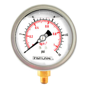 Manómetro 4", lleno de líquido (O.E.M.), 1/4" NPT, inferior, 15 psi-kg/cm2