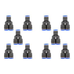 Paquete de 10 racores unión neumáticos Yee 1/8 marca Instrutek Conector neumático Yee 1/8 para aire comprimido y automatización industrial Racor neumático Instrutek 1/8 de acoplamiento rápido para sistemas neumáticos