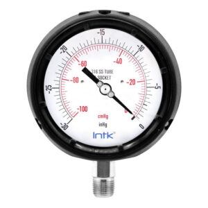 4.5” Solid front, vacuum safety gauge, phenolic case, 1/2" NPT, bottom connection, 30 Vac inHg-cmHg