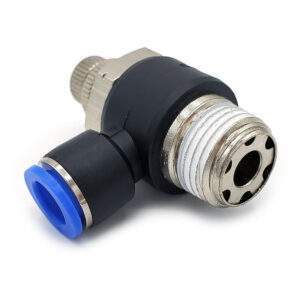 Conector / Regulador De Caudal Neumático Codo 1/2 Npt X 10 mm