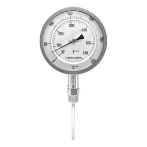 Termómetro 5 PLG, inferior 0 A 300°c Vástago 4, Rosca 1/2 Npt