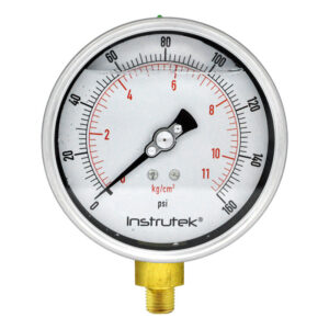 Manómetro 4", lleno de líquido (O.E.M.), 1/4" NPT, inferior, 160 psi-kg/cm2
