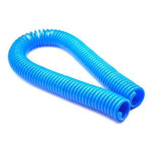 Manguera de poliuretano retráctil en color azul de 8 mm, longitud 3 metros.