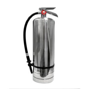 Extintor vacío con capacidad de 9 litros de acero inoxidable.