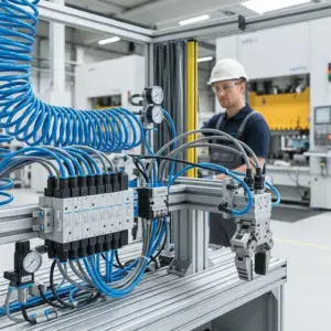 Manguera neumática 1/2 100 metros Tubing flexible para aire industrial Manguera azul para sistemas neumáticos