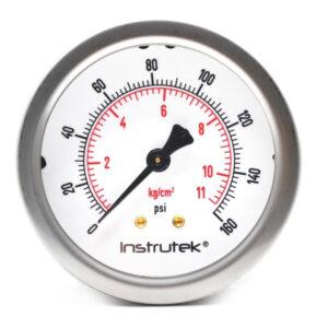 Manómetro premium 160 PSI con glicerina Instrutek Manómetro inoxidable 2.5 pulgadas para sistemas neumáticos Manómetro con conexión posterior 1/4 NPT