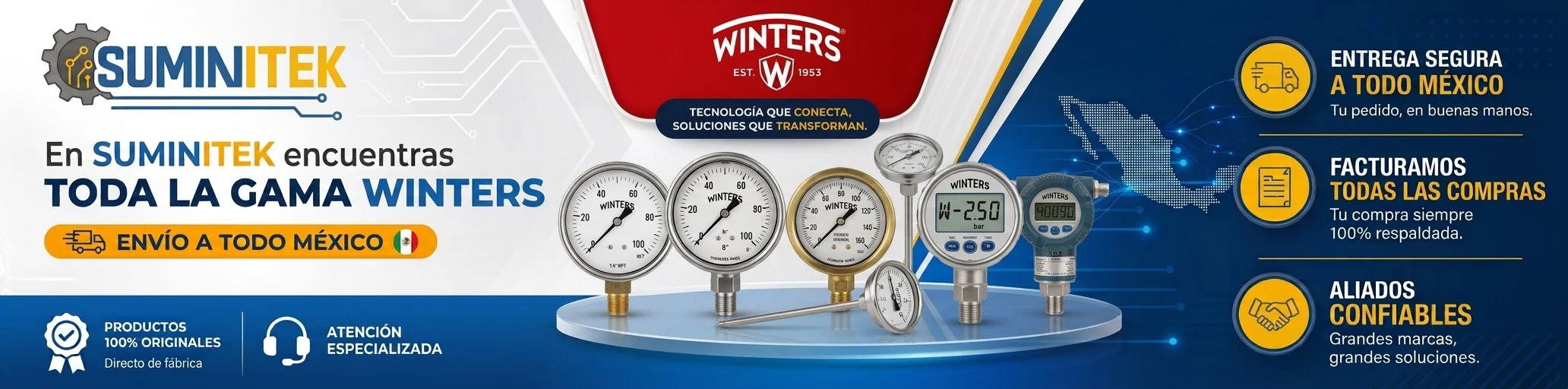 ¿Hay servicios de entrega rápida para productos de winters en mi ciudad? Winters termómetros Winters Manómetros Winters México Distribuidor autorizado Winters
